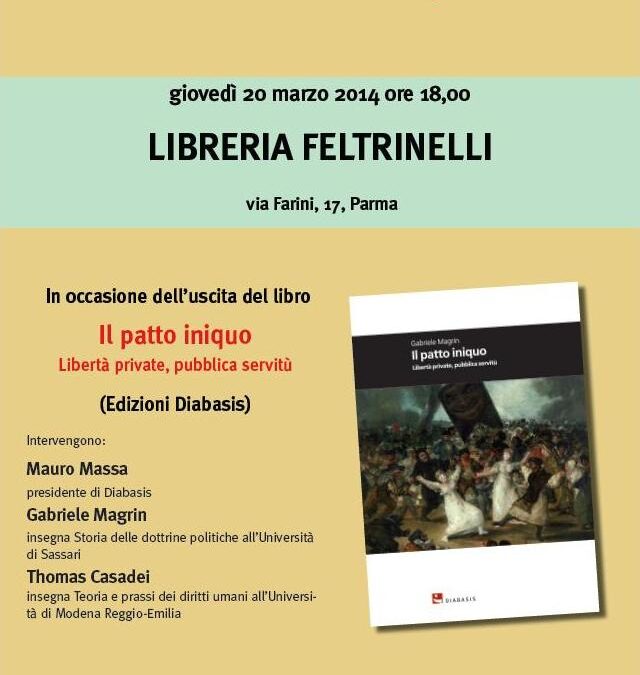 20.03.14 – Presentazione del libro "Il patto iniquo" di Gabriele Magrin – Parma
