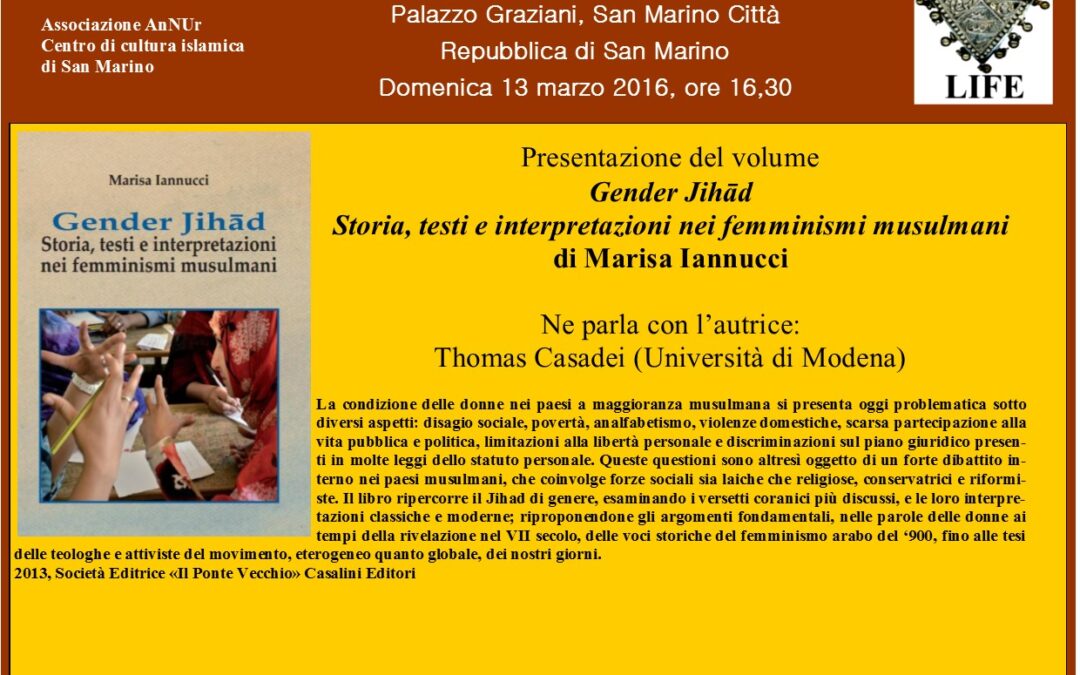 Presentazione del libro "Gender Jihad. Storia, testi e interpretazioni nei femminismi musulmani" di Marisa Iannucci