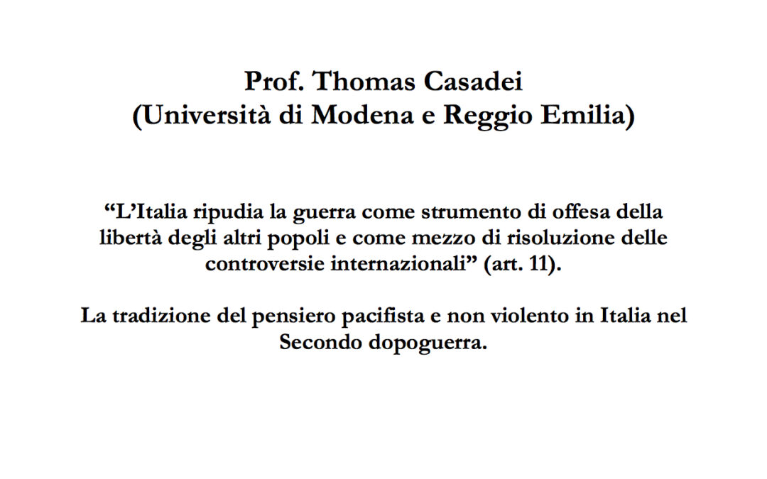 La tradizione del pensiero pacifista e non violento in Italia nel Secondo dopoguerra