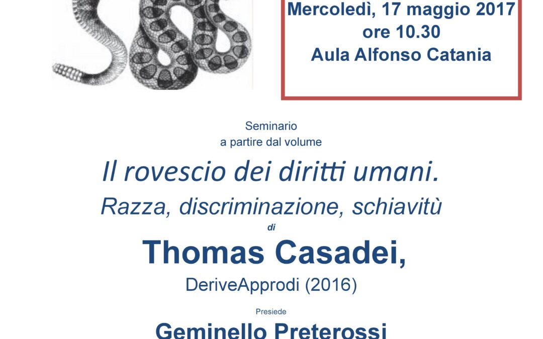 Seminario a partire dal volume "Il rovescio dei diritti umani. Razza, discriminazione, schiavitù"