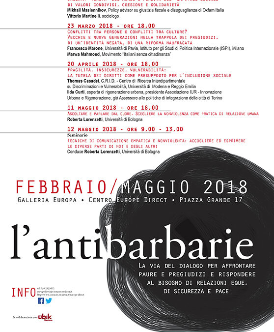 L’antibarbarie – Fragilità, insicurezze, vulnerabilità: la tutela dei diritti come presupposto per l’inclusione sociale