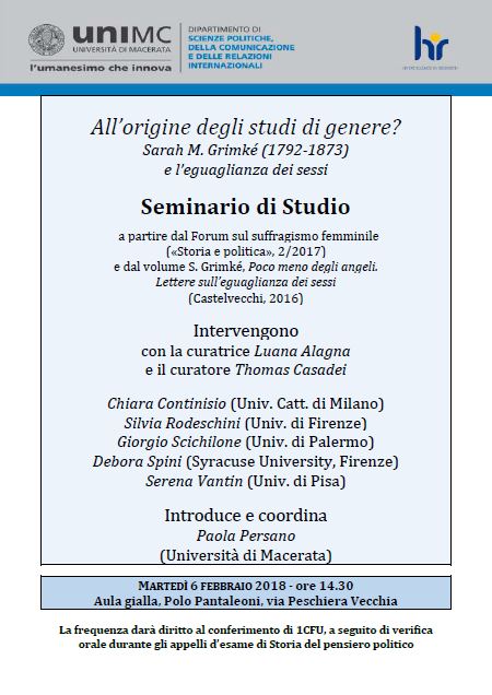 All’origine degli studi di genere? Sarah M. Grimké (1792-1873) e l’eguaglianza dei sessi