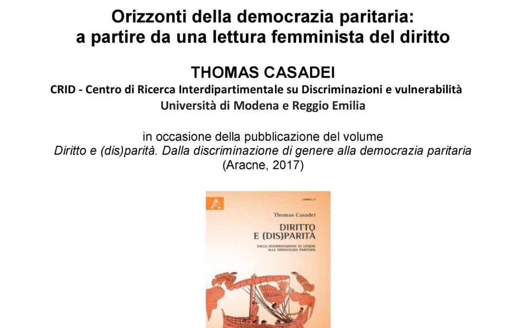 Seminario "Orizzonti della democrazia paritaria: a partire da una lettura femminista del diritto"