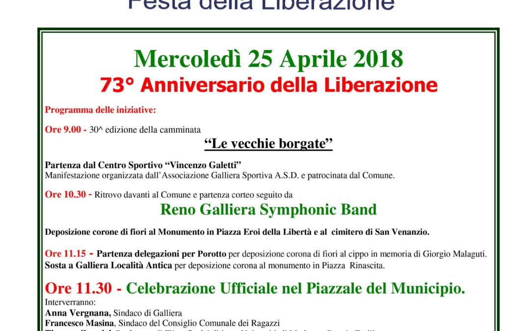 Celebrazione 73° Anniversario della Liberazione