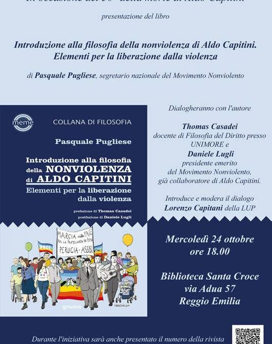 Presentazione del libro "Introduzione alla filosofia della non violenza di Aldo Capitini" di Pasquale Pugliese