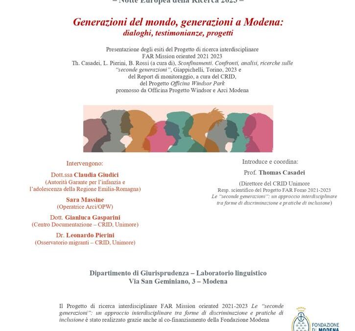 Generazioni del mondo, generazioni a Modena: dialoghi, testimonianze, progetti