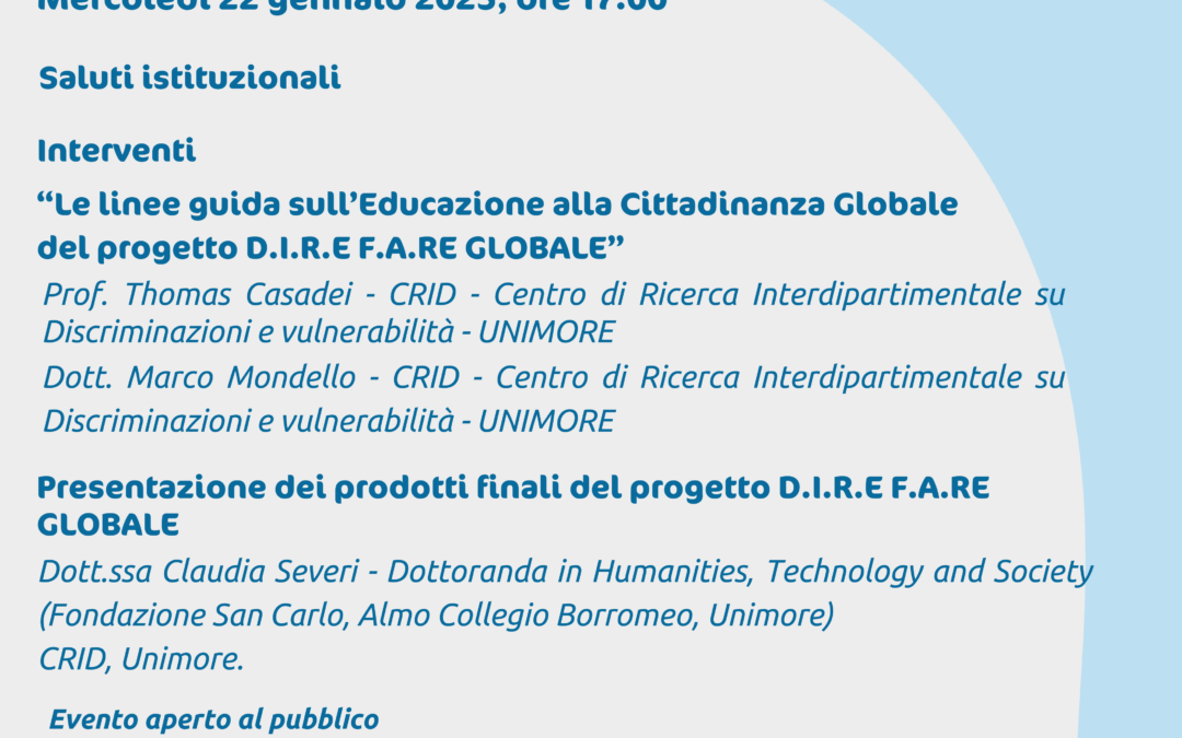 D.I.R.E. F.A.RE GLOBALE – Evento finale