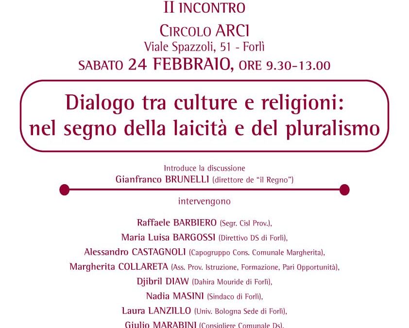 Dialogo tra culture e religioni: nel segno della laicità e del pluralismo